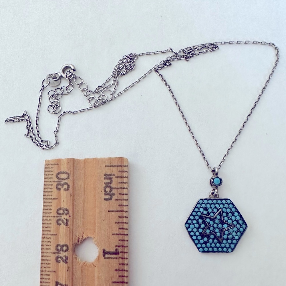 925 Silver turquoise stones compass necklace